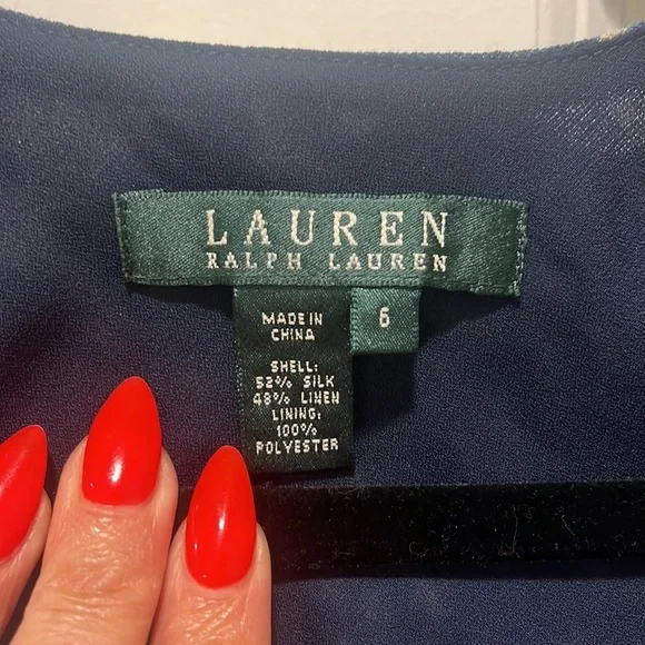 Lauren Ralph Lauren LINEN V-neck wrap
Silk tank top Cream Indigo vintage luxury - Picture 4 of 9